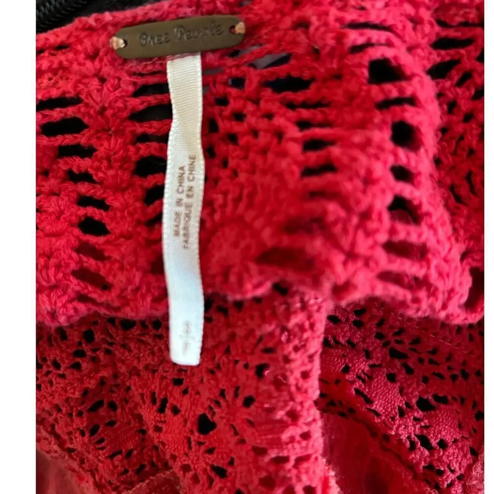 Free People Boho Coral Beaded Crochet Dress